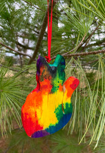 Watercolor Rainbow Cat Ornament