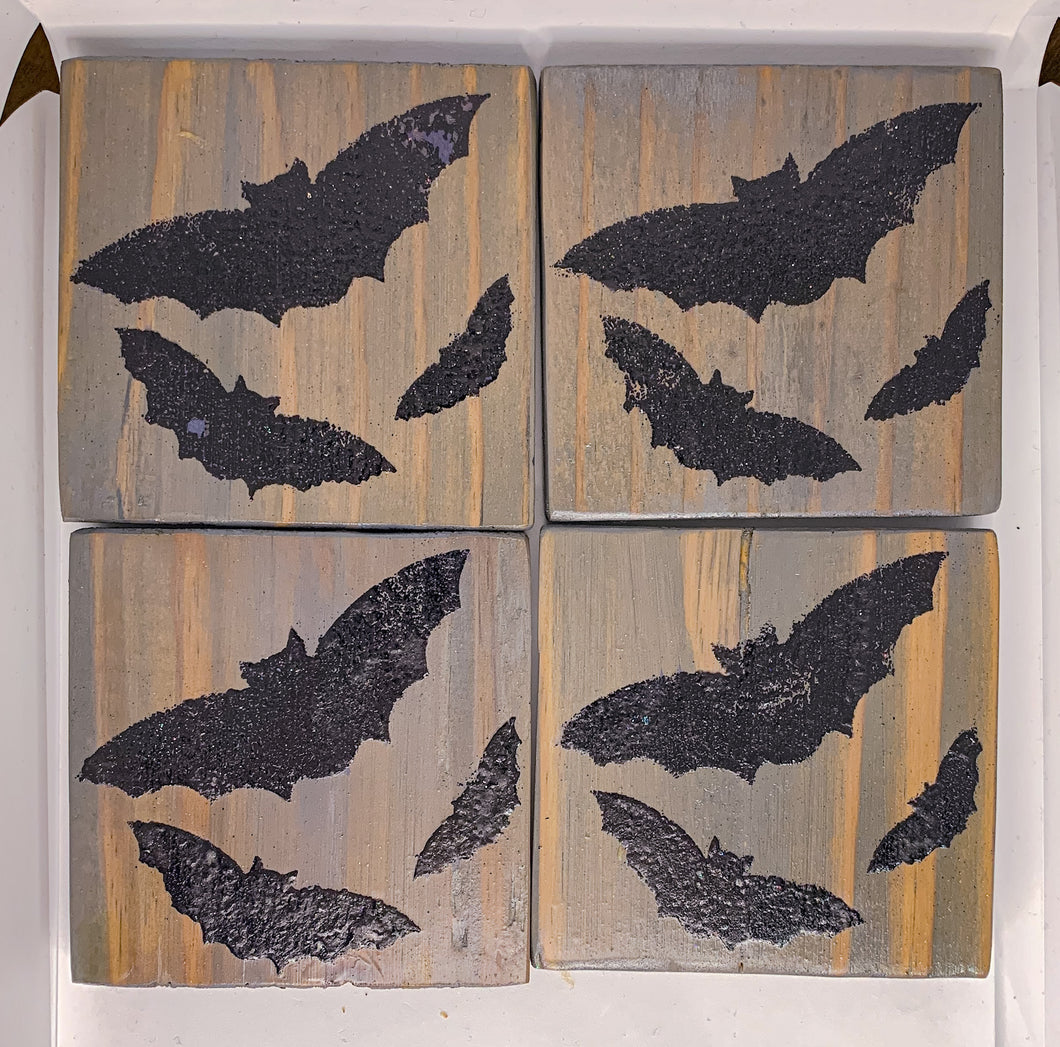 Set of 4 Vintage Grey Bat Coasters