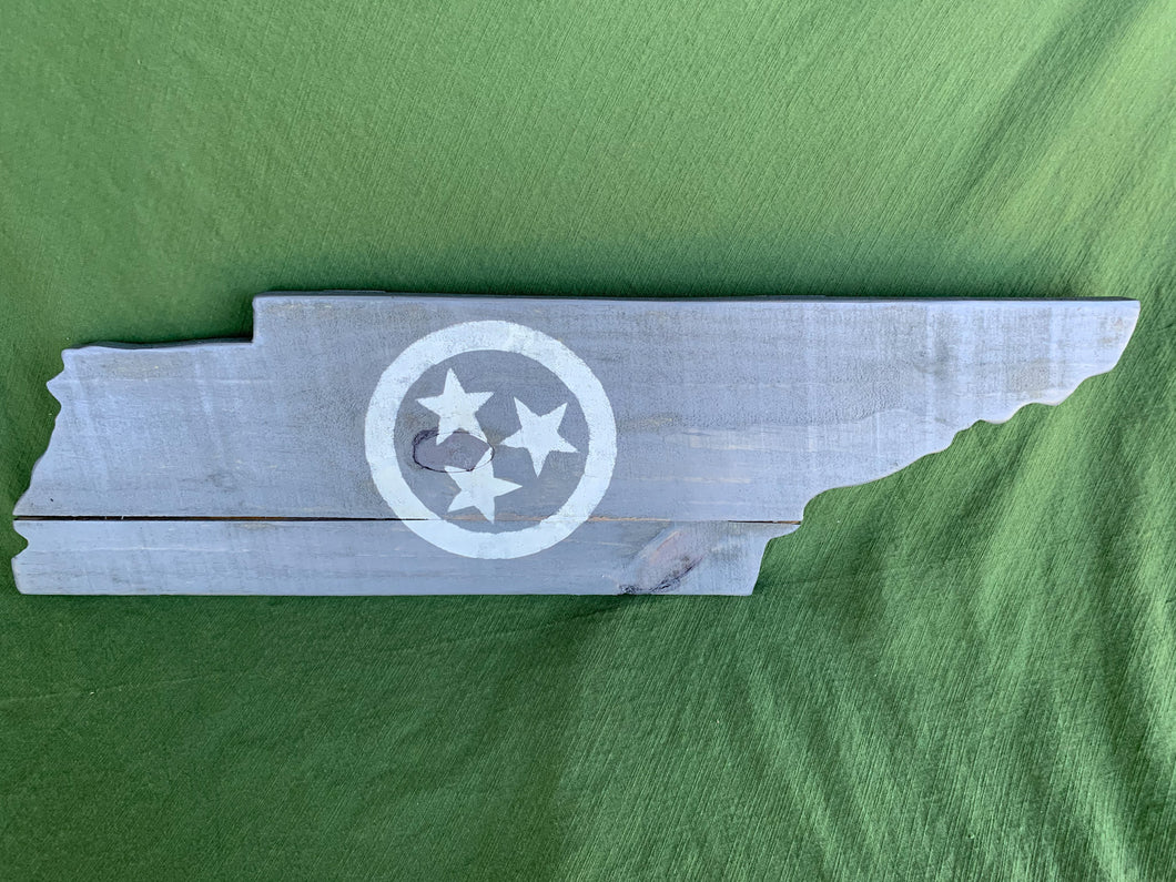 Rustic Vintage Grey Tri Star Tennessee with White Accent