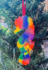 Watercolor Rainbow Seahorse Ornament