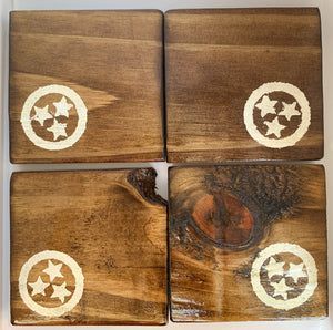 Set of 4 Dark Tri Star Coasters with White Accent