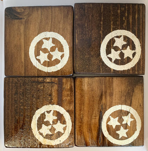 Set of 4 Dark Tri Star Coasters with White Accent