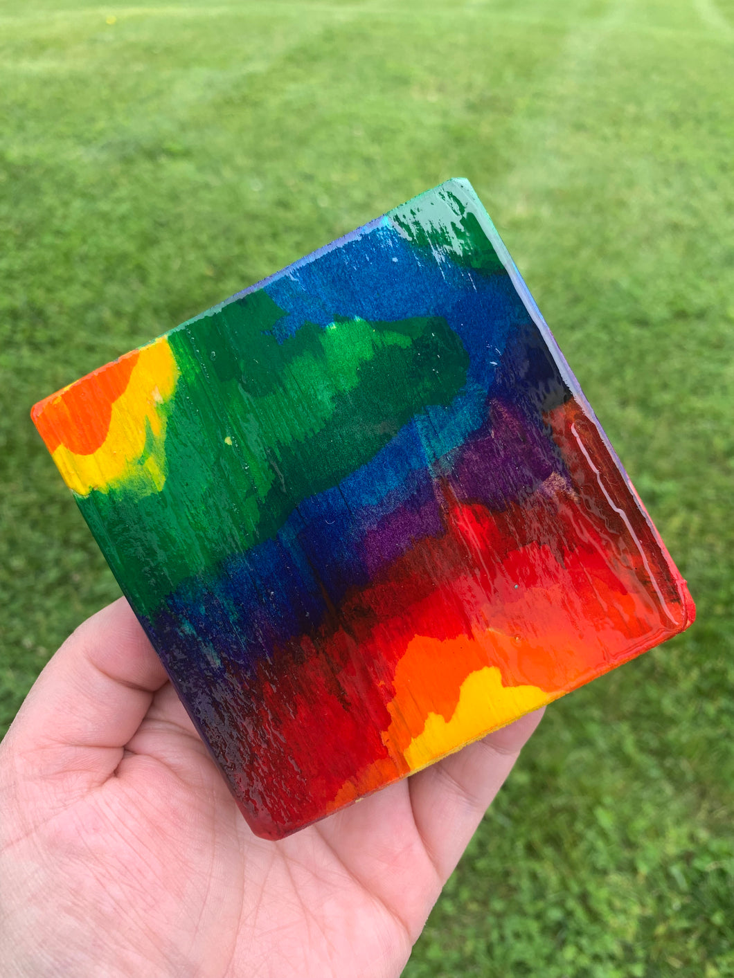 Rainbow Watercolor Coasters- Set of 4
