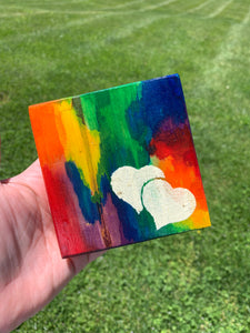 Rainbow Coasters with Heart Accent- Set of 4