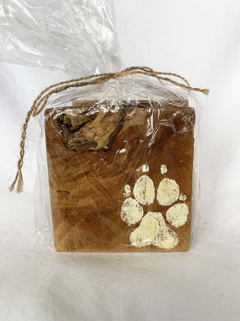 Natural Puppy Paw Coasters- Set of 4