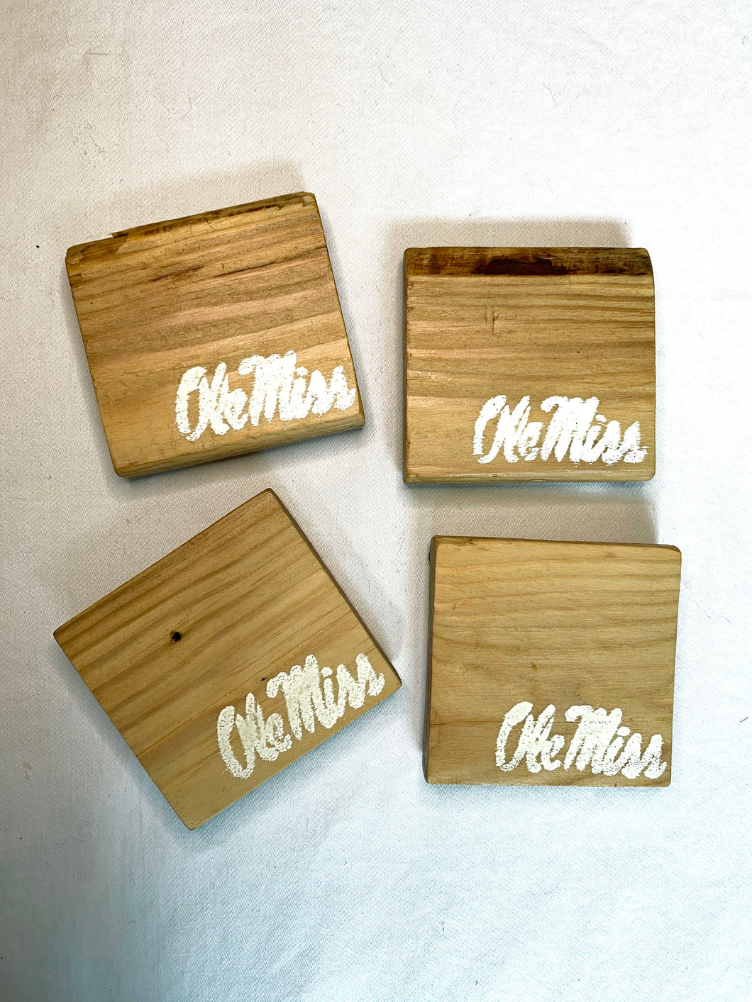 Natural Ole Miss Coasters- Set of 4