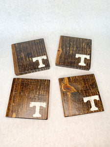 Set of 4 Dark "T" Coasters with White Accent