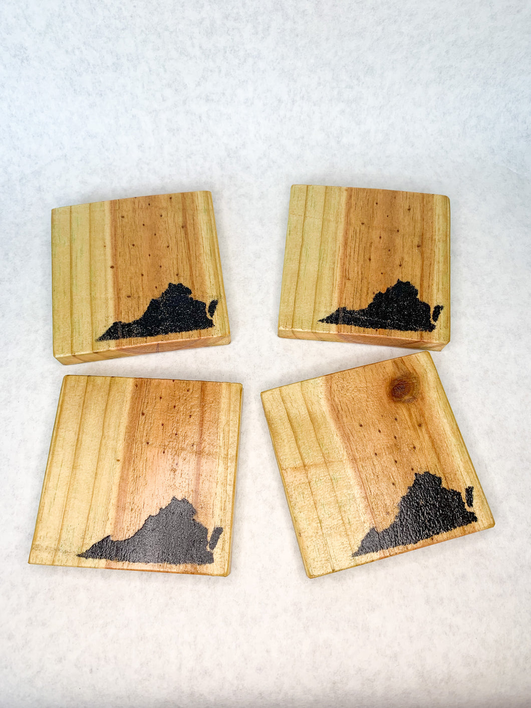 Natural State of Virginia Coasters with Black Accent- Set of 4