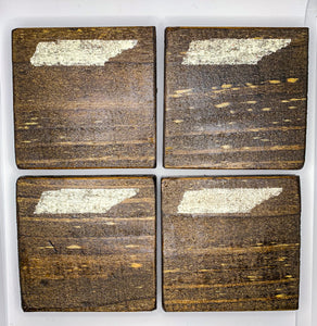 Set of 4 Dark State of Tennessee Coasters