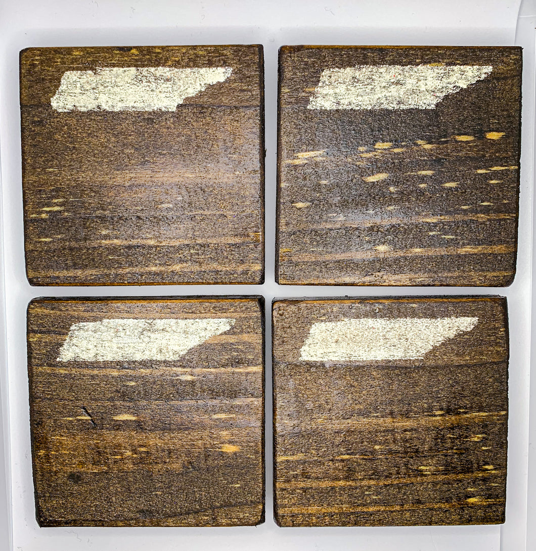 Set of 4 Dark State of Tennessee Coasters