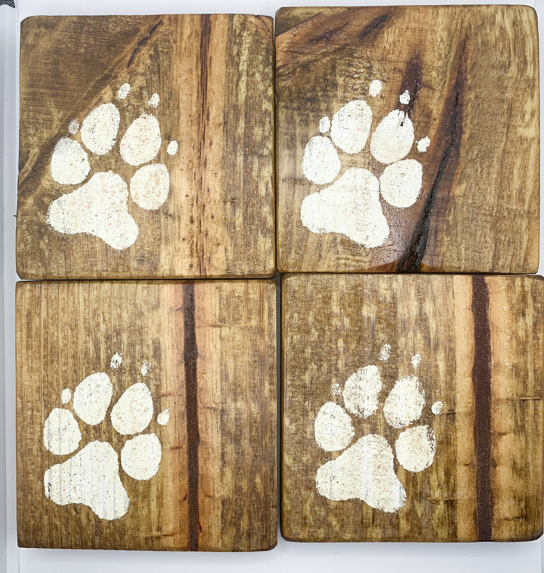 Set of 4 Natural Puppy Paws Coasters