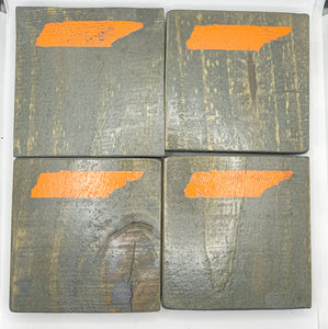 Set of 4 Vintage Grey State of Tennessee Coasters with Orange Details