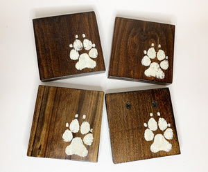 Dark Puppy Paw Coasters- Set of 4