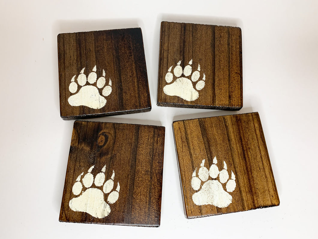 Dark Bear Paw Coasters- Set of 4