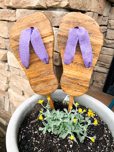 Outdoor Natural Flip Flops with Lavender Accent
