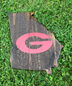 Dark Rustic Georgia Featuring a Red "G"