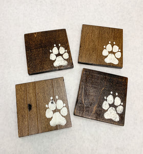 Set of 4 Dark Puppy Paws Coasters