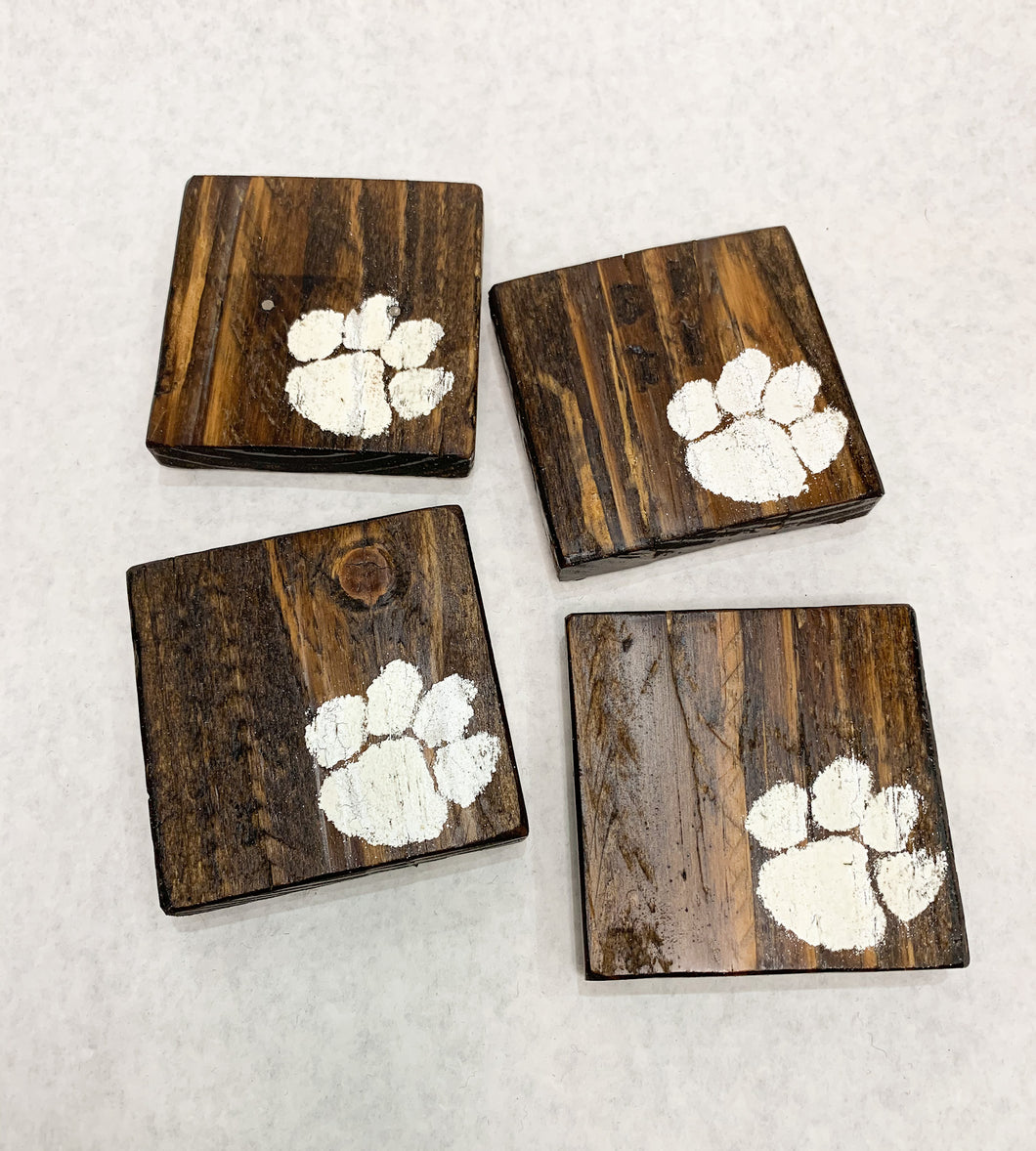 Set of 4 Dark Tiger Paw Print Coasters