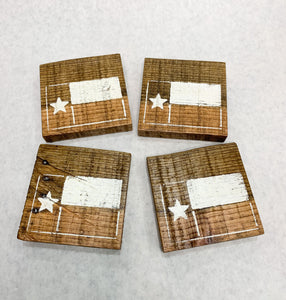 Set of 4 Natural Texas Flag Coasters