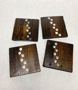 Set of 4 Dark Kitty Paw Print Coasters