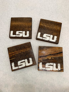 Set of 4 Dark LSU Coasters